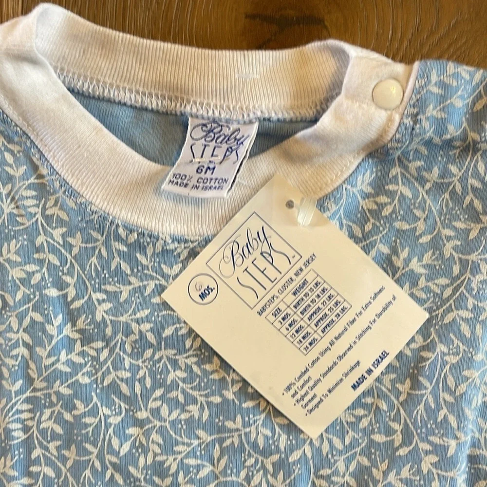 New vintage baby steps 6 month Blue Floral Kids One Piece romper bubble